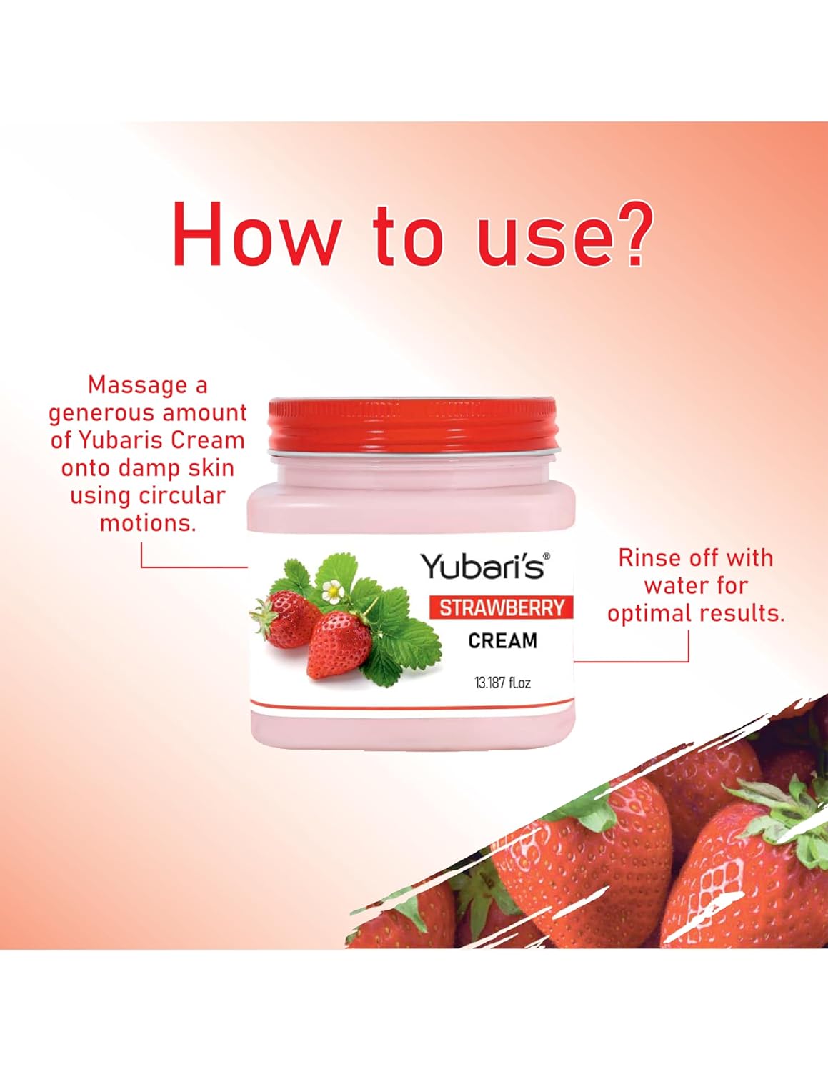 Yubari's Strawberry Face And Body Cream For Women and Men (390 Ml) | All Skin Types |Soft and Healthy Skin | Repairing & Nourishment | Deep Hydration & Moisturization | 100% Vegan | Paraben Free