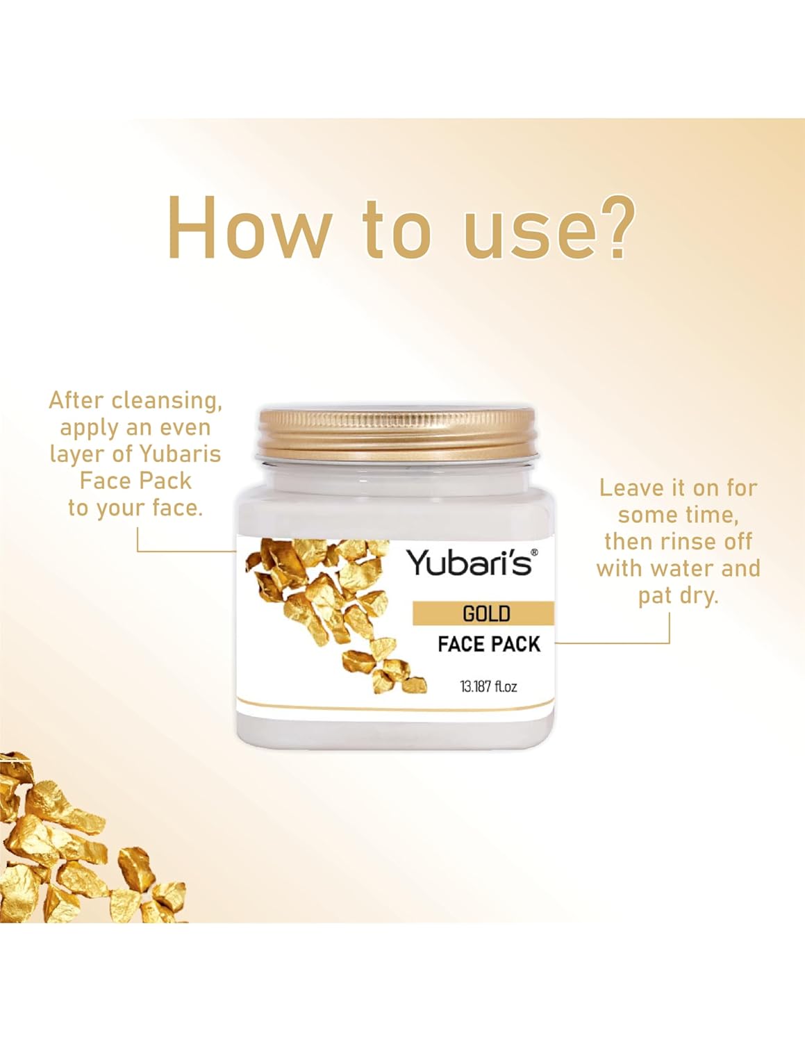 Yubari's Gold Face Pack for Glowing Skin, Oil Control, Acne, Pimples, Detan, Blemishes, Pigmentation & Brightening, Face Cleansing For Face & Body (390 Ml)