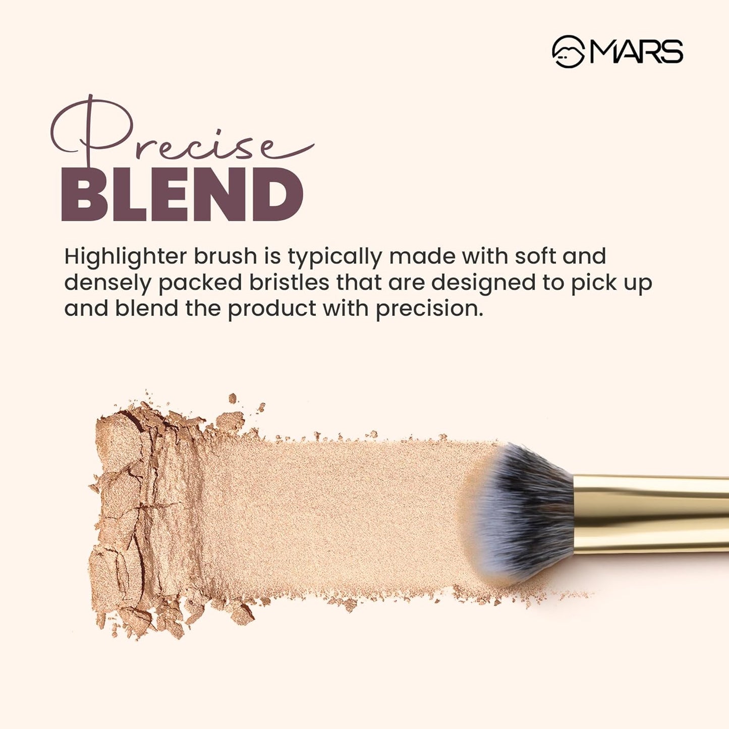 MARS Artist's Arsenal Professional Dense Highlighter Brush For Face | Precise Synthetic Bristles | Feather Soft Touch | Professional Makeup Brush