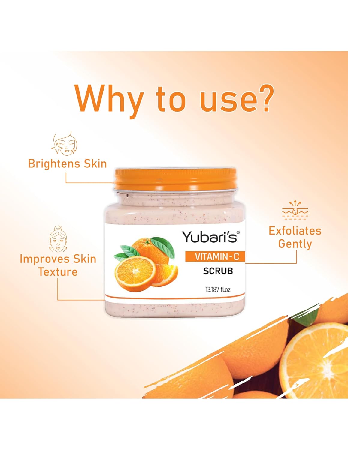 Yubari's Scrub For Face & Body (Vitamin C Scrub, 390 ML) | All Skin |Cleanser Scrub For Deep Exfoliation | Dead Skin Remover Scrub | Tan Removal | Blackhead Remover Scrub