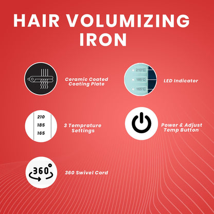 VGR V-531 Professional Hair Volumizing Iron - Premium Ceramic Coating, 3 Adjustable Temperature Settings, 360° Swivel Cord, Auto Shut-Off Safety Feature, Perfect for Salon & Women Use - Green