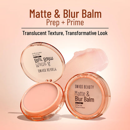 Swiss Beauty Matte & Blur Balm | Prep + Prime | 12-Hour Oil-Free Shine | With Vitamin E & B3 | UV Light Protection