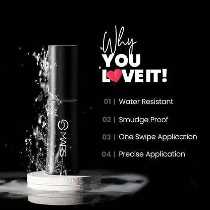 MARS Hyper Smooth Water Resistant Eyeliner | Long Lasting | Smudge Proof | One Swipe Precise Application Eye Liner for Women (10 gm)