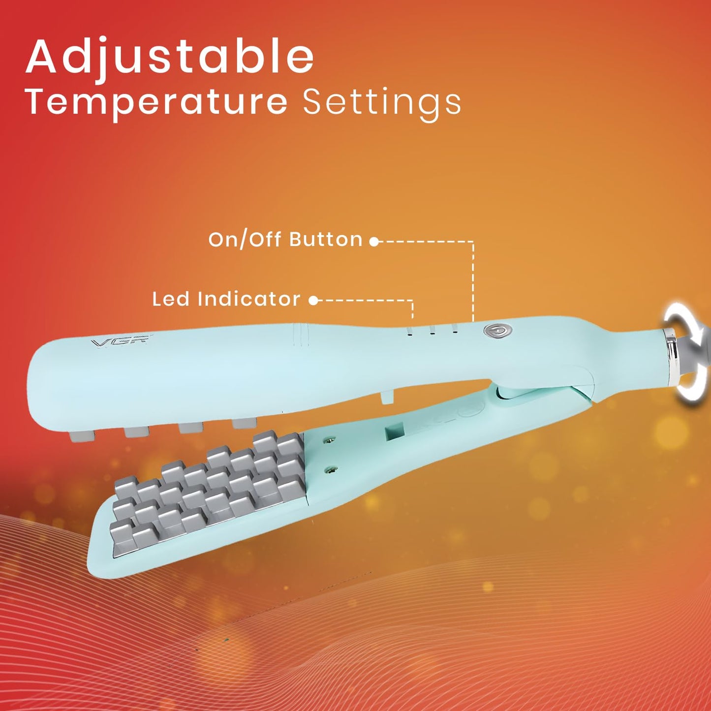 VGR V-531 Professional Hair Volumizing Iron - Premium Ceramic Coating, 3 Adjustable Temperature Settings, 360° Swivel Cord, Auto Shut-Off Safety Feature, Perfect for Salon & Women Use - Green