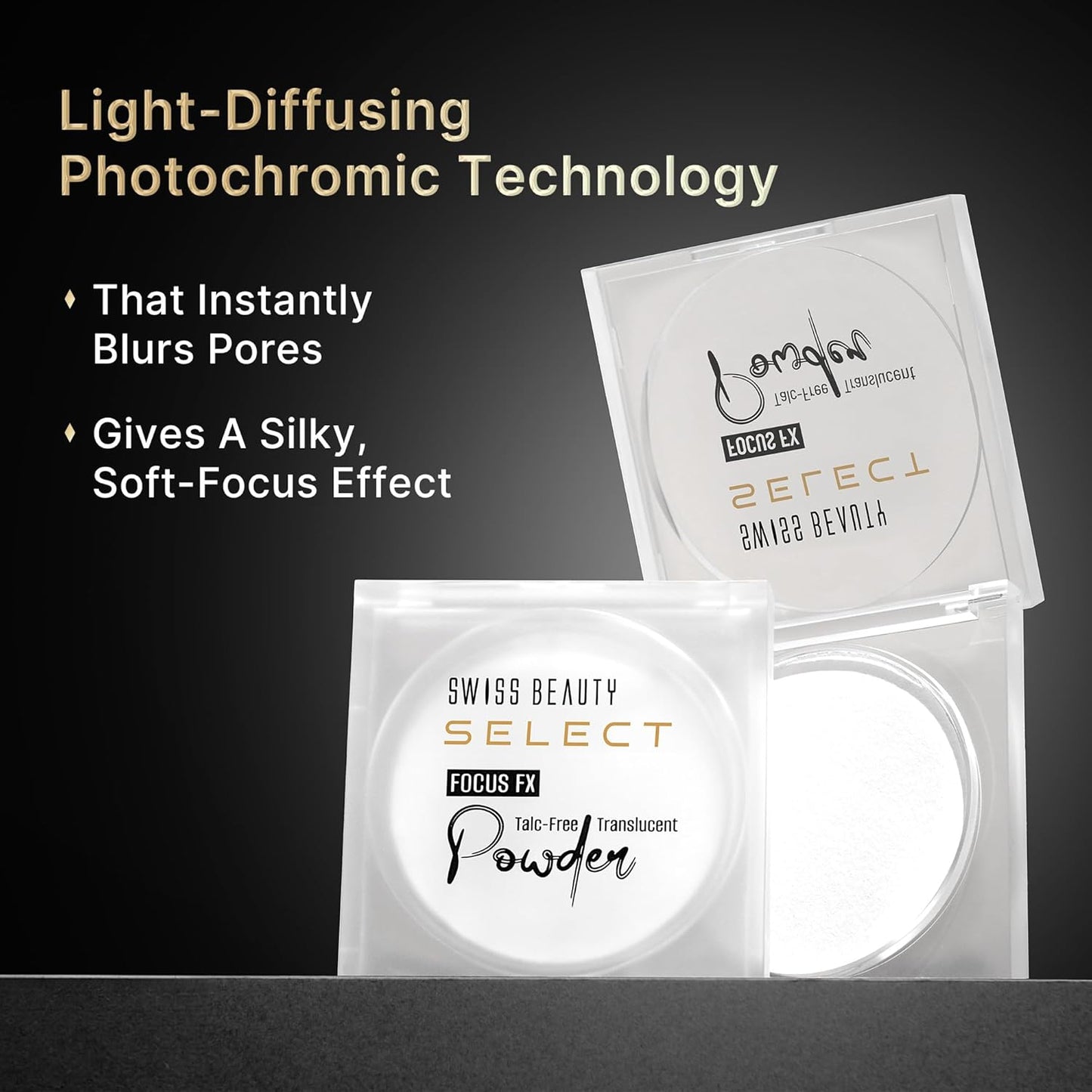 SWISS BEAUTY Select Focus FX Translucent All Skin Powder with Photochromic Technology | Blurs Pores | Matte Finish | Shade- Transparent | 7.5gm |