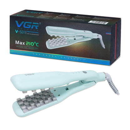 VGR V-531 Professional Hair Volumizing Iron - Premium Ceramic Coating, 3 Adjustable Temperature Settings, 360° Swivel Cord, Auto Shut-Off Safety Feature, Perfect for Salon & Women Use - Green
