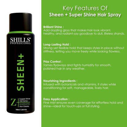 Shills Professional Sheen+ Super Shine Hair Spray 100ml