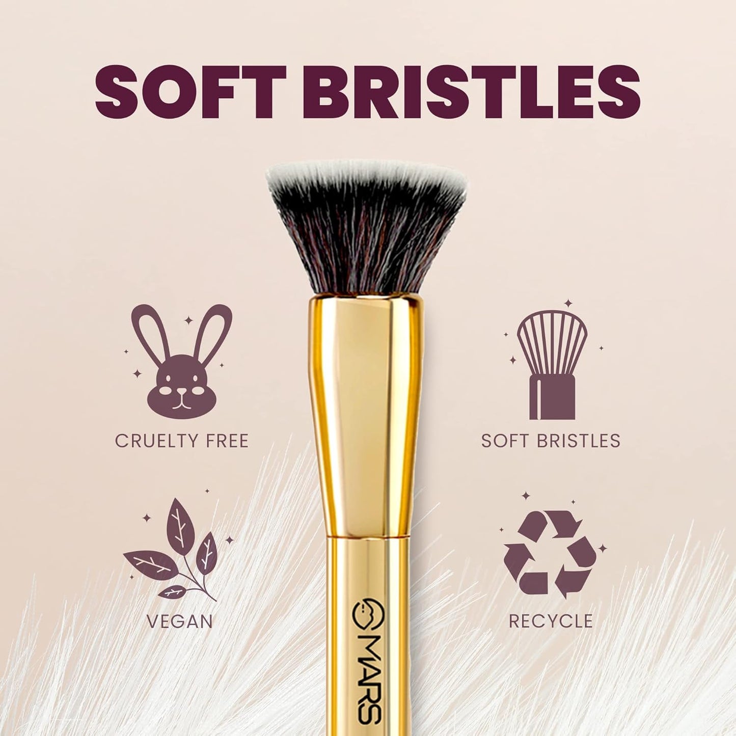 MARS Artist's Arsenal Professional Foundation Flat make up Brush | Feather Soft Touch | Precise Synthetic Bristle | Luxe Packaging flat straight makeup brush (Golden)