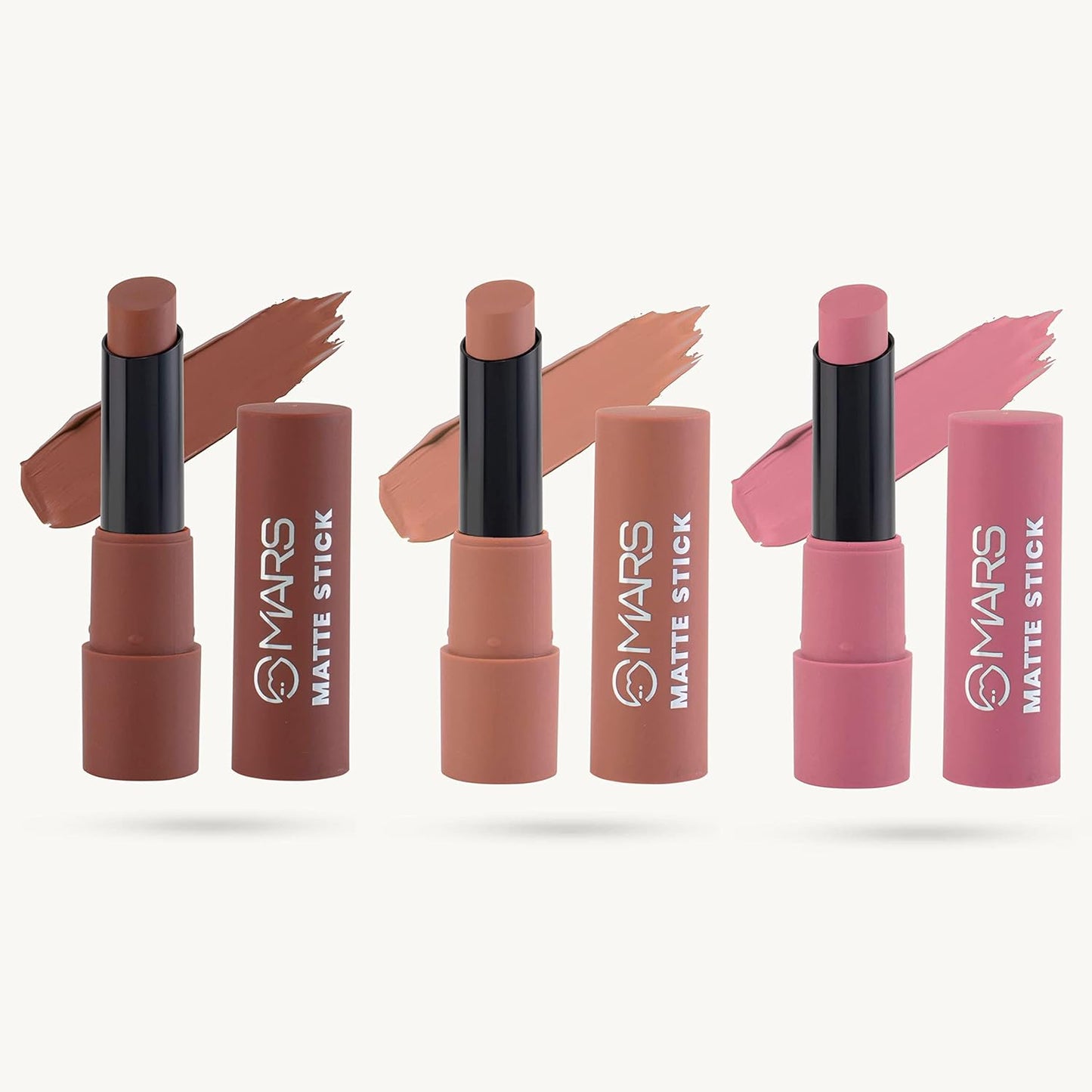 MARS Matte Box Set of 3 Lipsticks for Women | Long-Lasting | Smooth Finish | Moisturising | One Swipe Pigmentation (3x3.2 gm) (05-Blushed & Nudes)