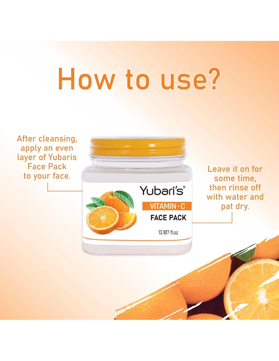Yubari's Vitamin C Face Pack for Glowing Skin, Oil Control, Acne, Pimples, Detan, Blemishes, Pigmentation & Brightening, Face Cleansing for Face & Body (390 Ml)