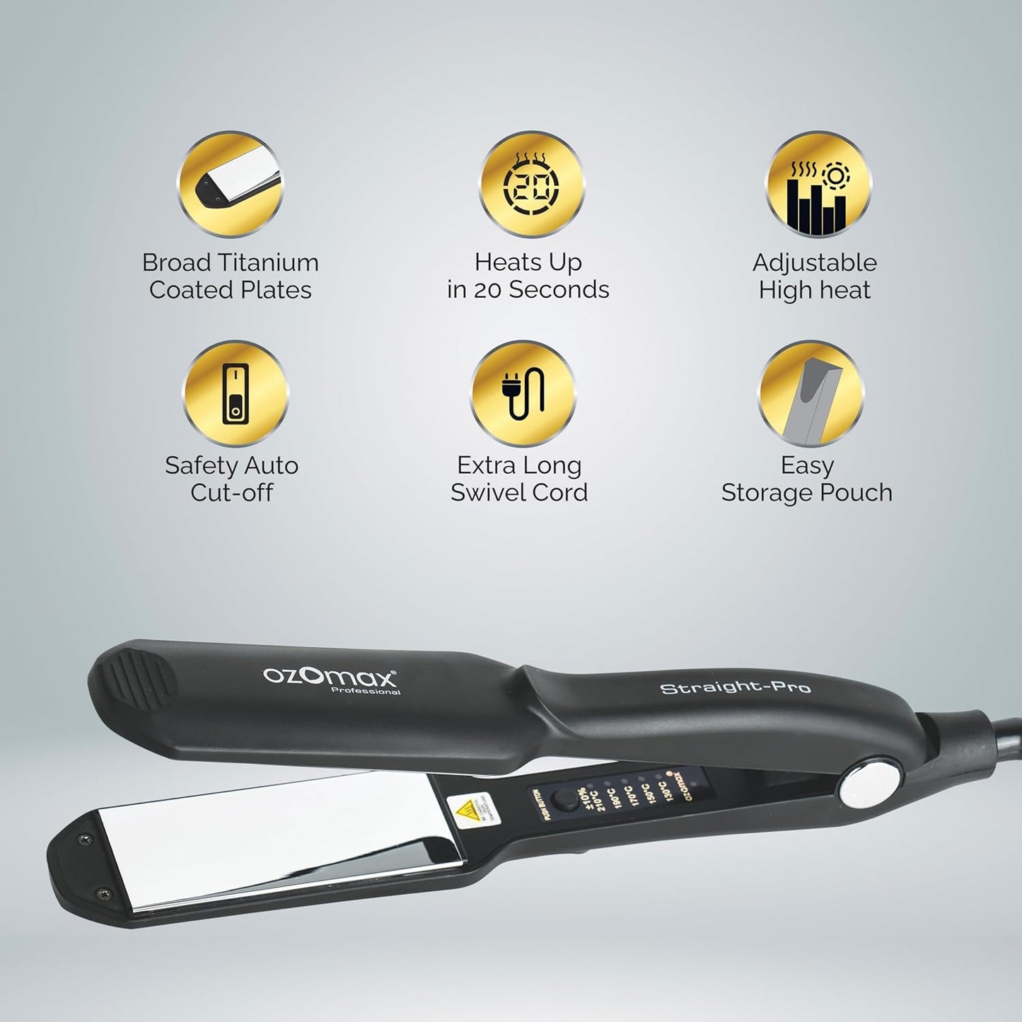 OZOMAX Excel Pro Hair Straightener: The Professional's Secret to Sleek, Smooth, and Straight Hair with Every Use
