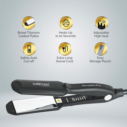 OZOMAX Excel Pro Hair Straightener: The Professional's Secret to Sleek, Smooth, and Straight Hair with Every Use