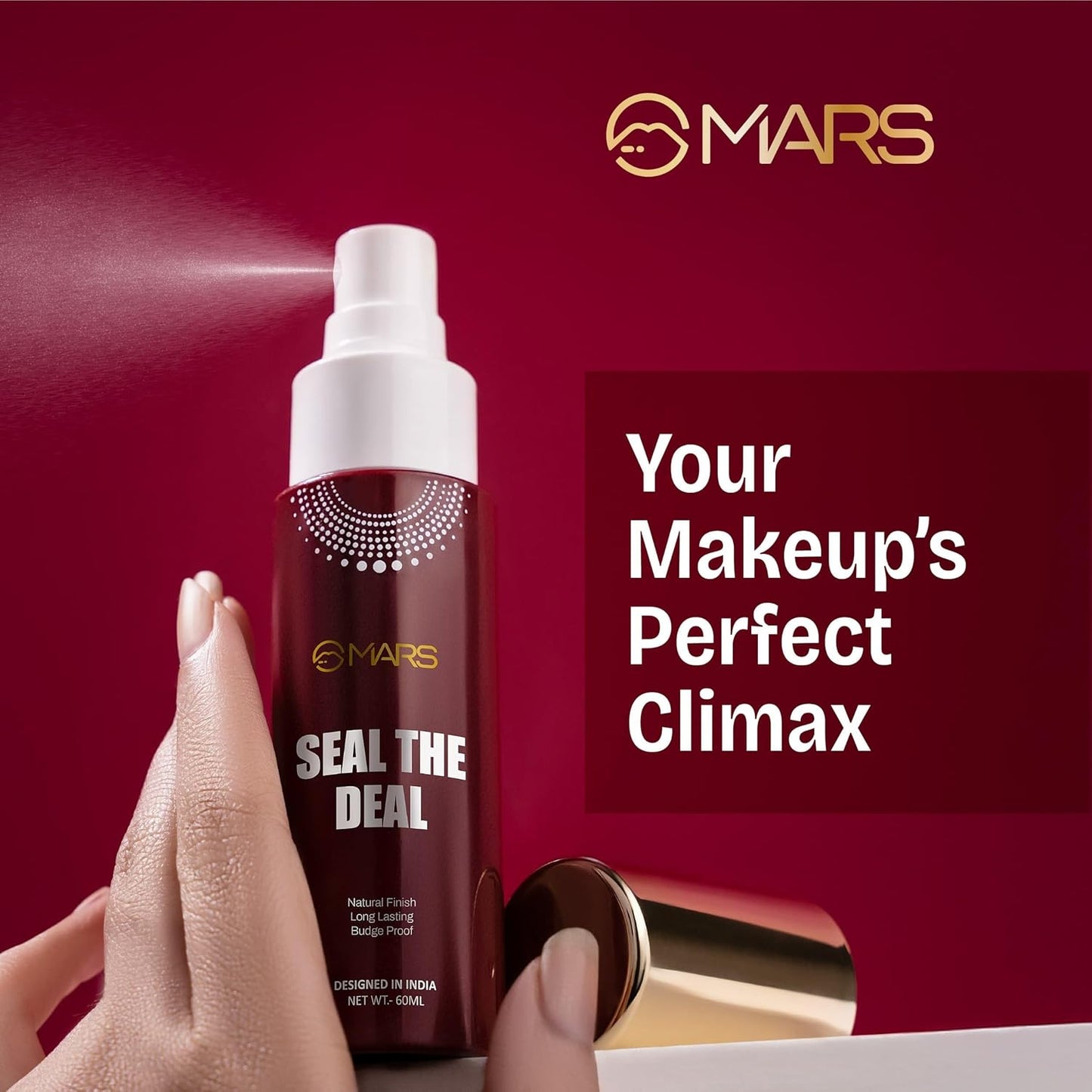 MARS Long Lasting Makeup Fixer spray with Hyaluronic acid | Hydrating Dewy base Setting Spray for Professional Face Make up | Budge Proof | Non Sticky | 60ml