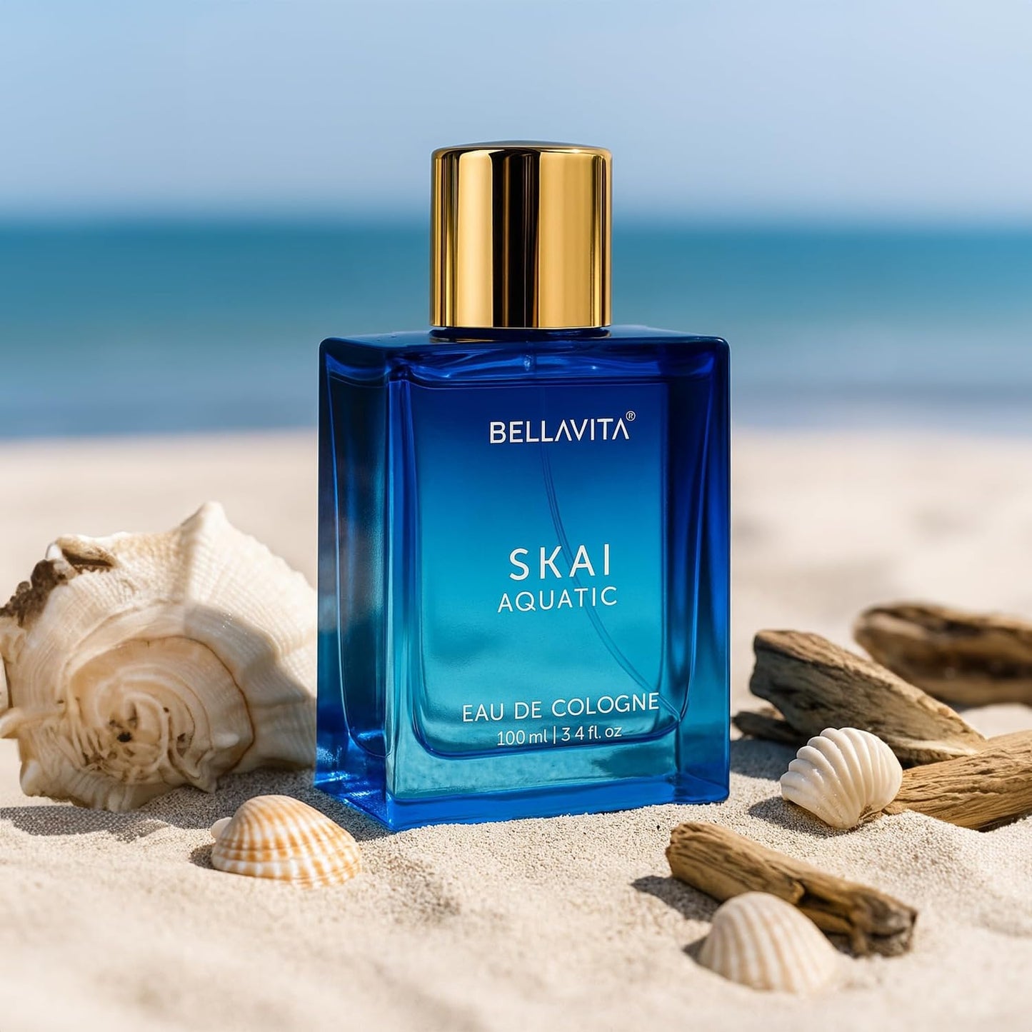 Bella Vita Luxury Skai Aquatic Unisex Long Lasting Perfume for Man and Woman | EDC 100ml | Bergamot, Lavender & Patchouli | Woody, Citrus Premium Fragrance Perfume for Men & Women
