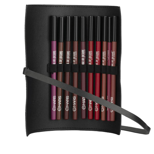 MARS Matte Lip Liner with Holder Set of 10 | One Swipe Smooth Application | Long Lasting & Travel Friendly Lip Pencil | Multicolor | Set-A (1.4g x 10)