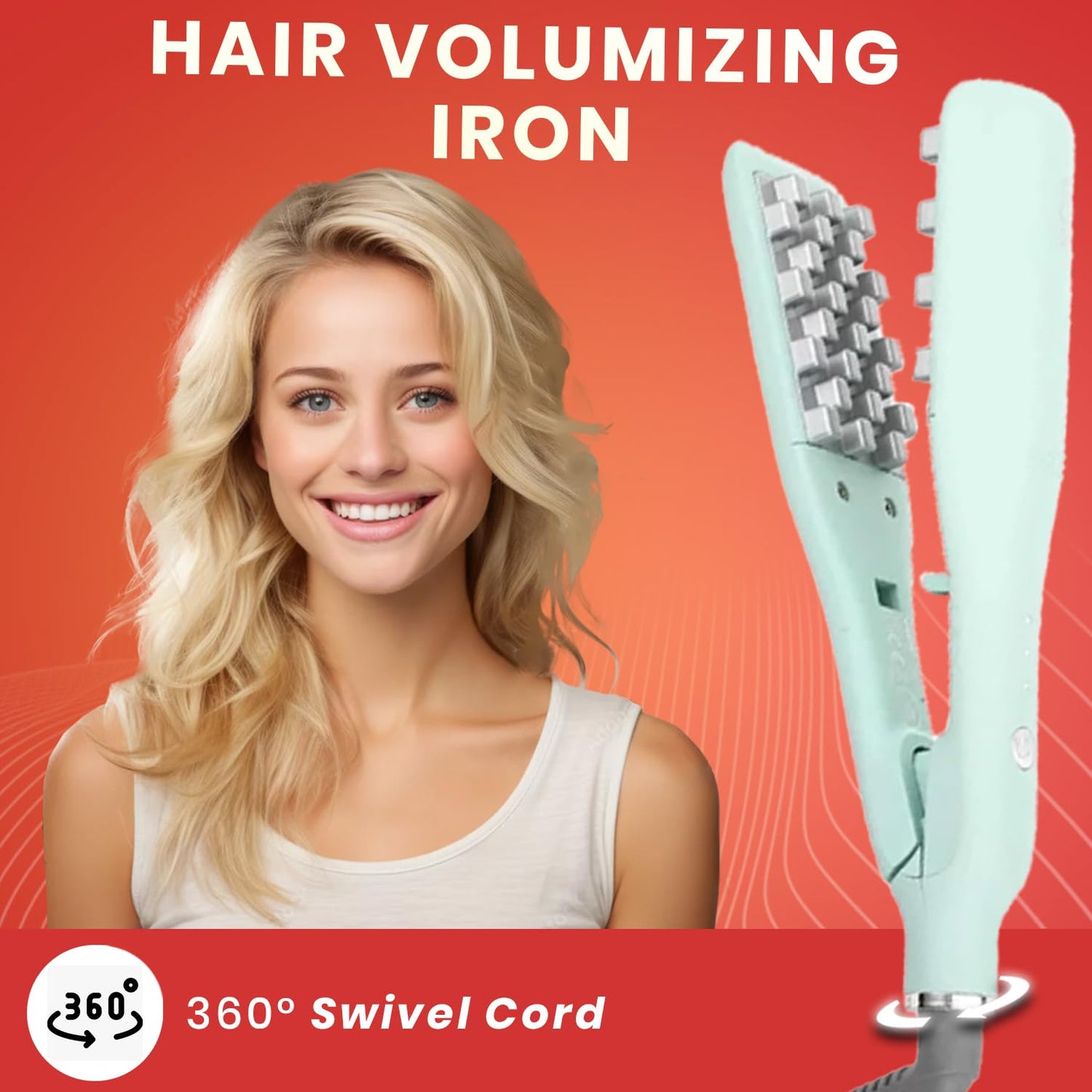 VGR V-531 Professional Hair Volumizing Iron - Premium Ceramic Coating, 3 Adjustable Temperature Settings, 360° Swivel Cord, Auto Shut-Off Safety Feature, Perfect for Salon & Women Use - Green