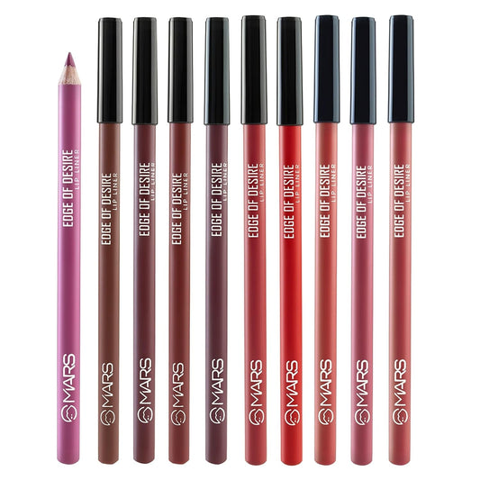 MARS Matte Lip Liner with Holder Set of 10 | One Swipe Smooth Application | Long Lasting & Travel Friendly Lip Pencil | Multicolor | Set-A (1.4g x 10)