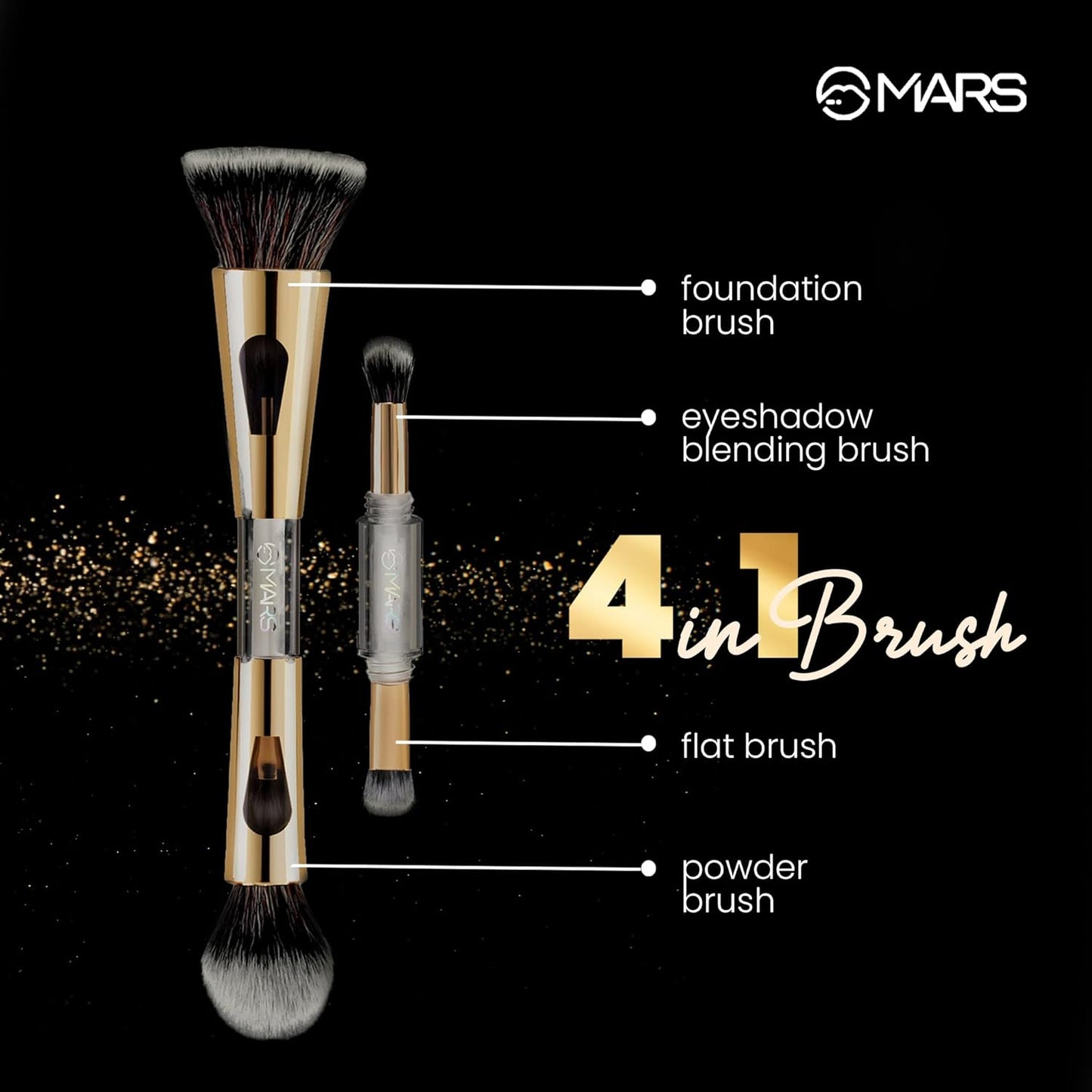 MARS 4-in-1 Travel Brush Set and Matte Liner 02-DEEP (1.6g) One Swipe Smooth Application Satin Finish