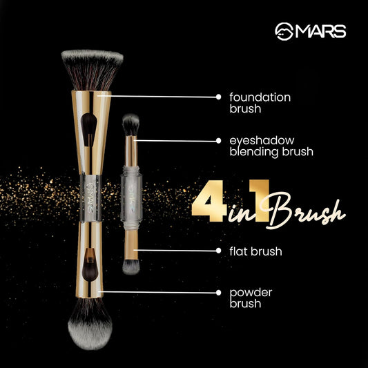 MARS 4-in-1 Travel Brush Set and Matte Liner 02-DEEP (1.6g) One Swipe Smooth Application Satin Finish