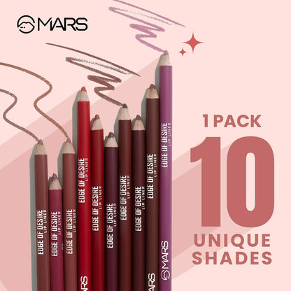 MARS Matte Lip Liner with Holder Set of 10 | One Swipe Smooth Application | Long Lasting & Travel Friendly Lip Pencil | Multicolor | Set-A (1.4g x 10)