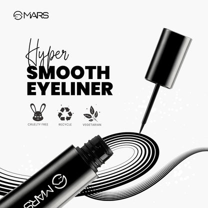 MARS Hyper Smooth Water Resistant Eyeliner | Long Lasting | Smudge Proof | One Swipe Precise Application Eye Liner for Women (10 gm)