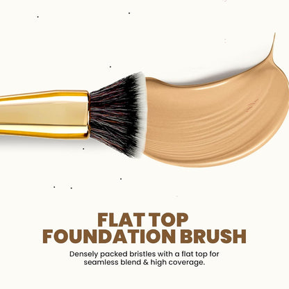 MARS Artist's Arsenal Professional Foundation Flat make up Brush | Feather Soft Touch | Precise Synthetic Bristle | Luxe Packaging flat straight makeup brush (Golden)