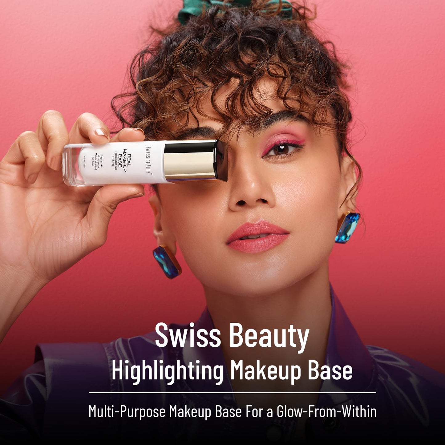 Swiss Beauty Real Makeup Base Highlighting Primer| Skin-Hydrating Poreless Primer With Natural Glow Finish For Face Makeup |Shade - 01 Natural Tint, 32Ml