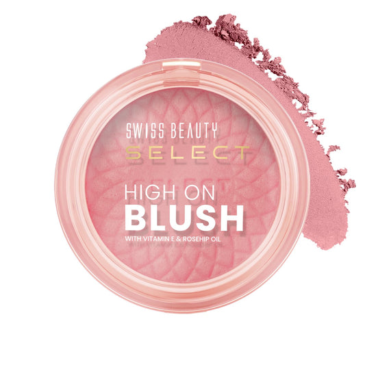 Swiss Beauty Select High on Blush with Natural Matte Finish | Long- Lasting & Non Transferrable stay | Enriched with Vitamin E & Rose oil | Shades- Pretty Peach, 8gm |