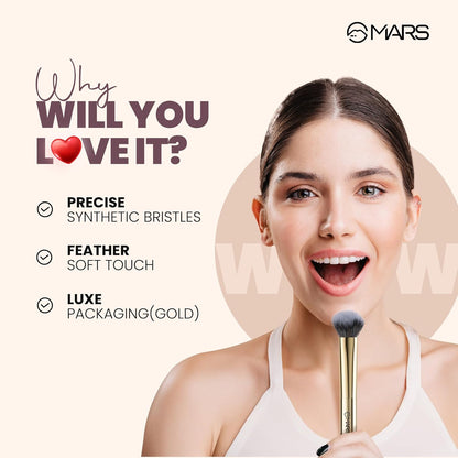 MARS Artist's Arsenal Professional Dense Highlighter Brush For Face | Precise Synthetic Bristles | Feather Soft Touch | Professional Makeup Brush