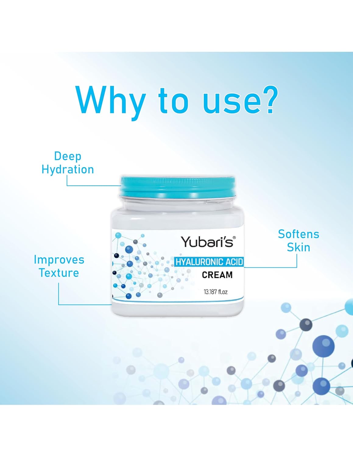 Yubari's Hyaluronic Face And Body Cream For Women and Men (390 Ml) | All Skin Types |Soft and Healthy Skin | Repairing & Nourishment | Deep Hydration & Moisturization | 100% Vegan | Paraben Free