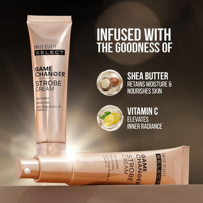Swiss Beauty Select Game Changer Strobe Cream Enriched With Shea Butter & Vitamin C | Shade- Gold Sheen, 35gm