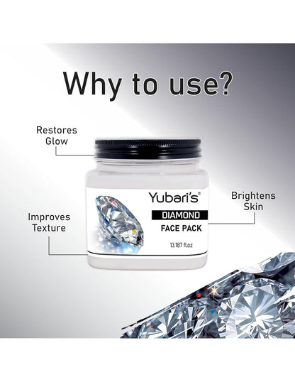 Yubari's Diamond Face And Body Cream For Women and Men (390 Ml) | All Skin Types |Soft and Healthy Skin | Repairing & Nourishment | Deep Hydration & Moisturization | 100% Vegan | Paraben Free
