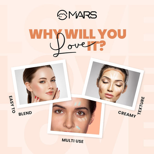 MARS Cover Rangers Creamy Concealer and Corrector Palette | Easy to Blend & Lightweight Concealer for Face Makeup (24 gm) (02-MULTICOLOR)