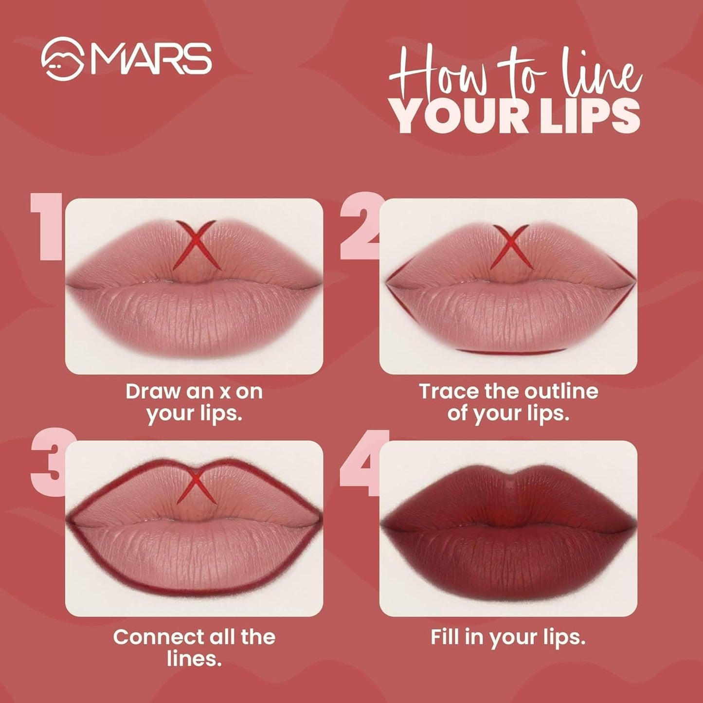 MARS Matte Lip Liner with Holder Set of 10 | One Swipe Smooth Application | Long Lasting & Travel Friendly Lip Pencil | Multicolor | Set-A (1.4g x 10)