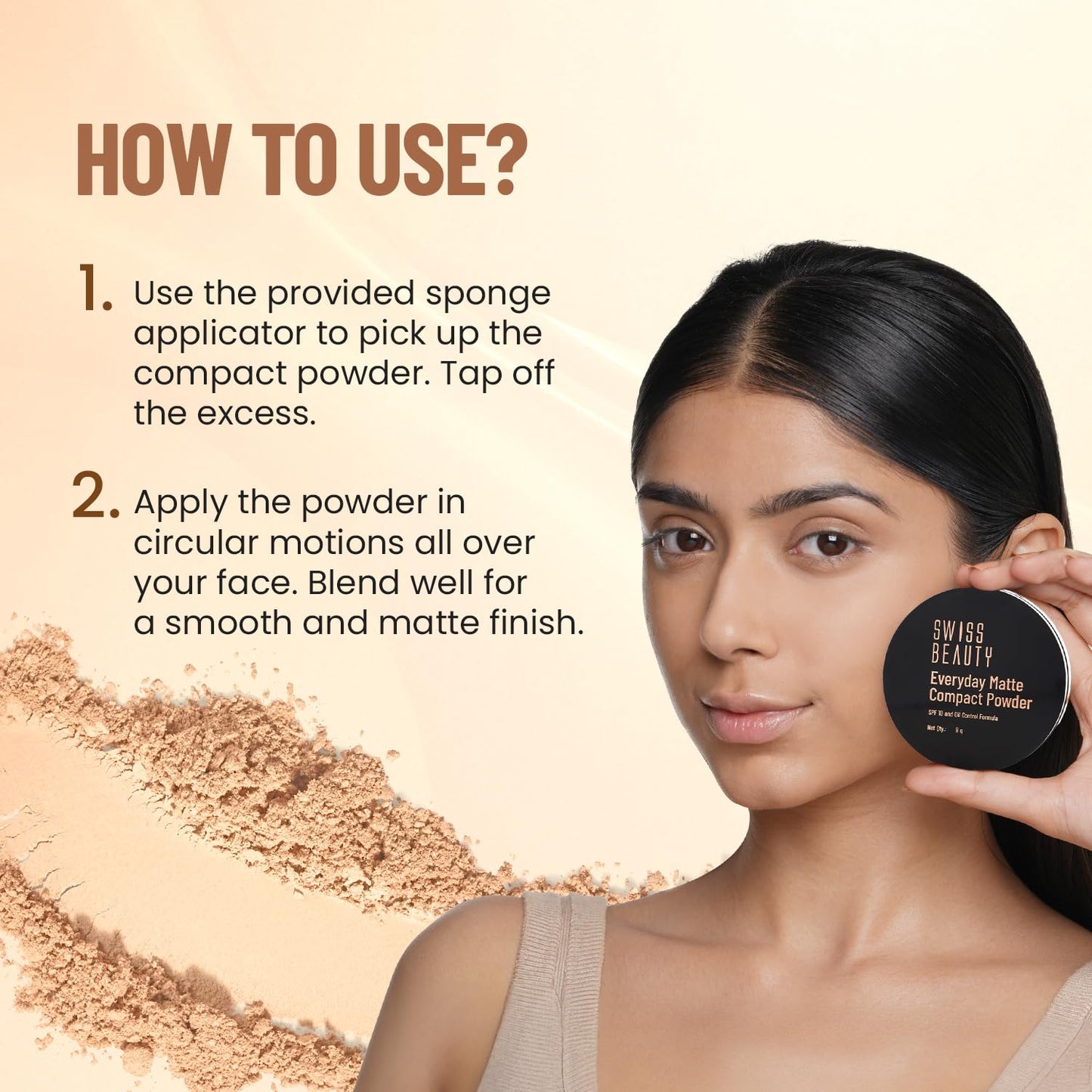 Swiss Beauty Everyday Matte Compact with SPF 10 | Oil-Control Formula | Blurs Pores | Soft-Focus Finish | Enriched with Vitamin E | Shade- 05 Almond, 9g
