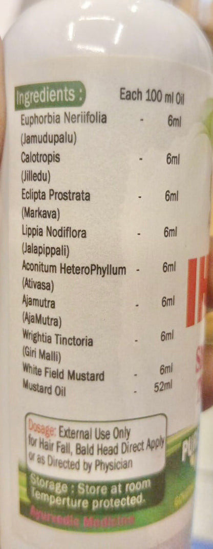 *IHZEX Hair Oil Pure Ayurvedic For Hair Re-growth 100ml