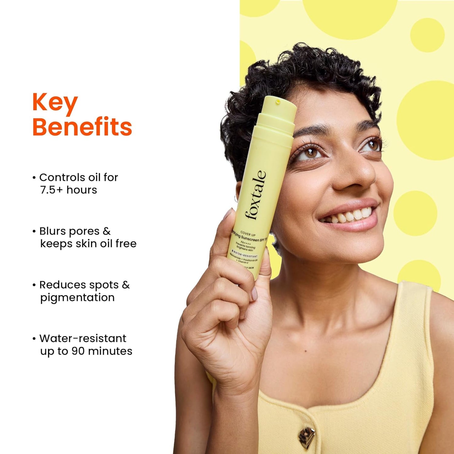 Foxtale SPF 70 Gel-Cream Sunscreen for Oily Skin | Oil Control Sunscreen with PA++++ & Niacinamide | UVA UVB Protection | Prevents Tan | Lightweight, Pore-minimising, No White Cast | 50ml