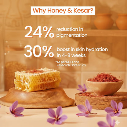 Herbs & Hills Honey Kesar Herbal Body Cleanser, Natural & Organic Body Soap, Moisturizing & Brightening Cleansing Soap, 4x100 g