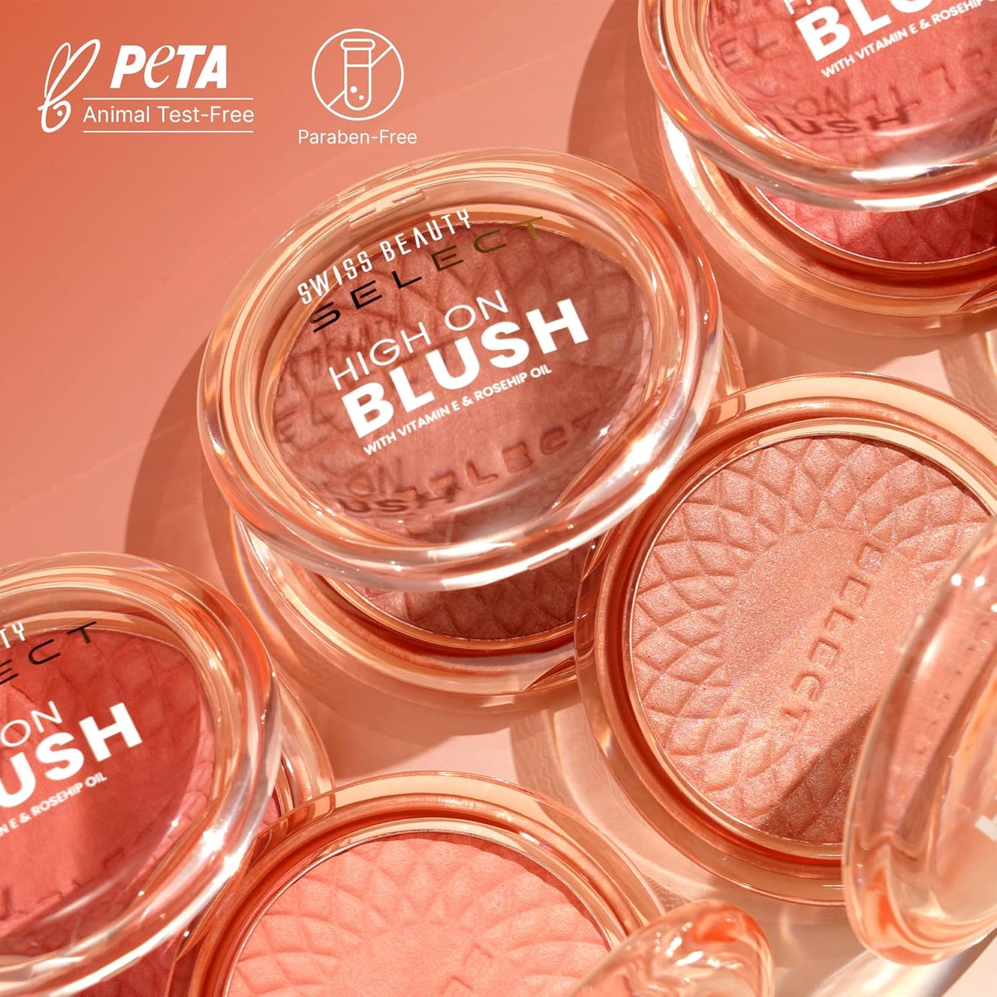 Swiss Beauty Select High on Blush with Natural Matte Finish | Long- Lasting & Non Transferrable stay | Enriched with Vitamin E & Rose oil | Shades- Pretty Peach, 8gm |
