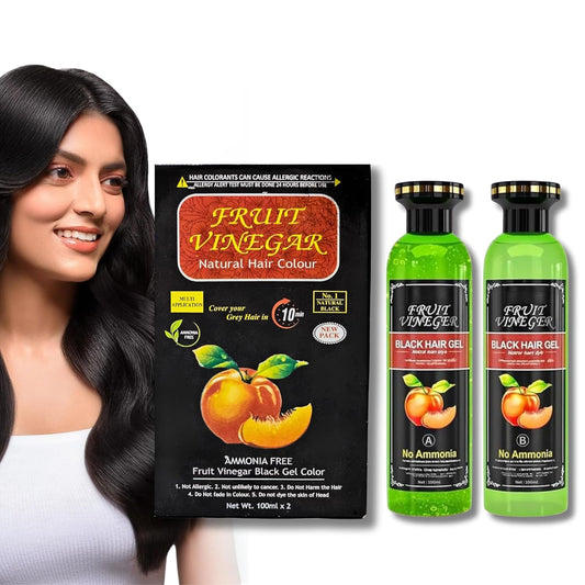 Fruit Vinegar Gel Hair Color For Men & Women, Hair Color Dye for Black Hair (Black, 200ml)