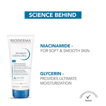 Bioderma Atoderm Creme Ultra-Nourishing - Moisturizer For Normal To Sensitive Dry Skin, 200ml