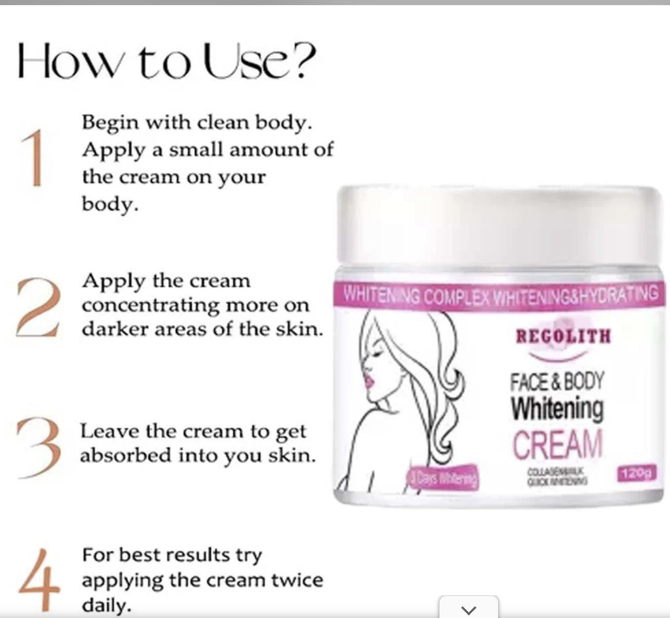 Regolith Face & Body Whitening Cream_120gm, Normal Skin
