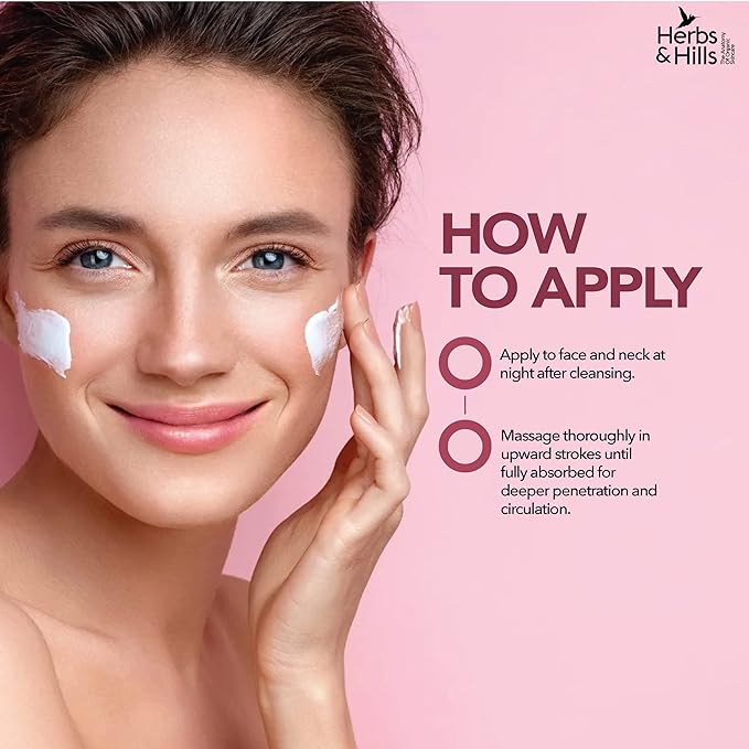 Herbs & Hills Anti-Ageing Night Cream, With Organic Oils & Herbs, Reduces Fine Lines & Wrinkles, Skin Firming & Radiance Boost, Paraben-Free & Chemical-Free, 50 ml