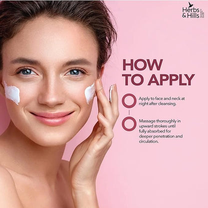 Herbs & Hills Anti-Ageing Night Cream, With Organic Oils & Herbs, Reduces Fine Lines & Wrinkles, Skin Firming & Radiance Boost, Paraben-Free & Chemical-Free, 50 ml
