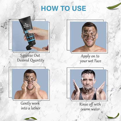 Herbs & Hills Charcoal Face Wash, Deep Cleansing Activated Charcoal, Oil Control, Acne & Blackhead Removal, With Aloe Vera & Peppermint, For Men & Women, 100ml