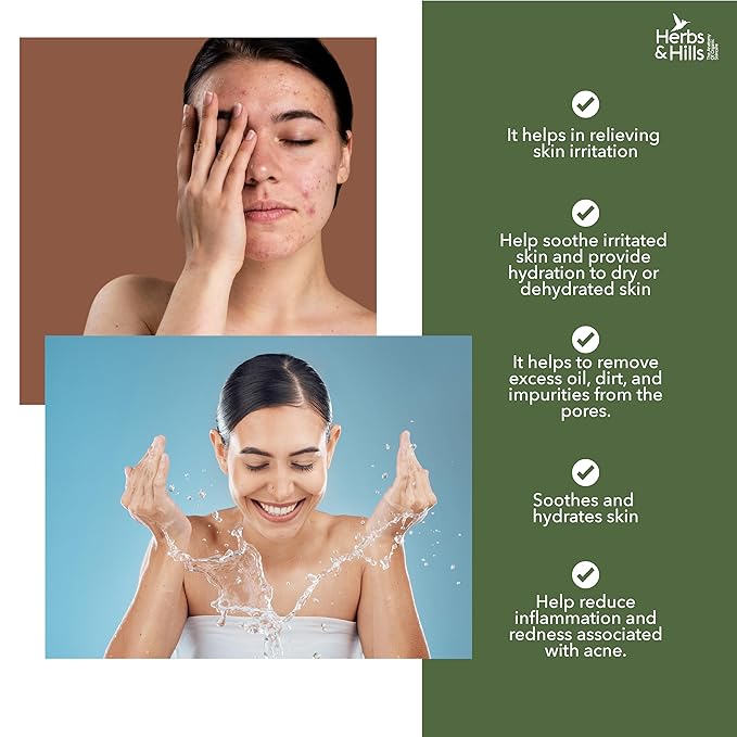 Herbs & Hills Clarifying Tea Tree Face Wash, Natural Gel Cleanser with Neem, Tea Tree Oil & Curcumin, Deep Cleansing, Oil Control & Acne Prevention for All Skin Types, 100ml
