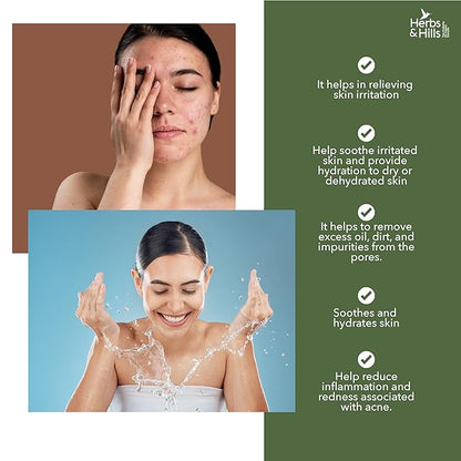 Herbs & Hills Clarifying Tea Tree Face Wash, Natural Gel Cleanser with Neem, Tea Tree Oil & Curcumin, Deep Cleansing, Oil Control & Acne Prevention for All Skin Types, 100ml
