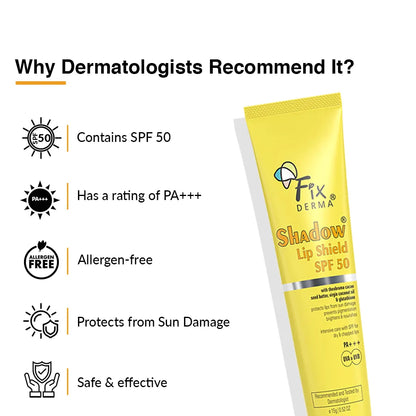 Fixderma Shadow SPF 50 Lip Shield Pa+++ Lip Balm with Cacao Seed Butter & Vitamin E- 15gm