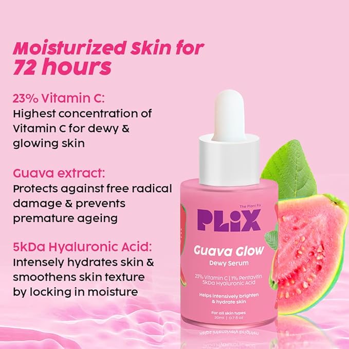 PLIX - THE PLANT FIX 23% Vitamin C Guava Face Serum for Skin Brightening, Clear, Glowing & even toned complexion, 20ml