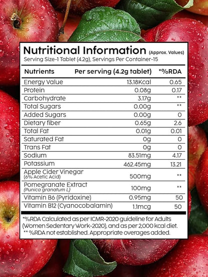 PLIX - THE PLANT FIX Apple Cider Vinegar Effervescent With Mother ACV Vitamin B6 & B12 Pack of 1 (Cola), 15 Tablets